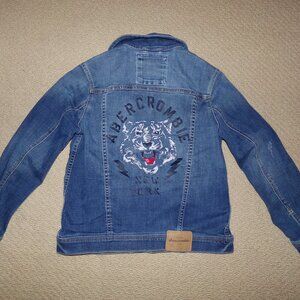 ABERCROMBIE KIDS LARGE TIGER DISTRESSED DENIM JACKET SZ 11/12